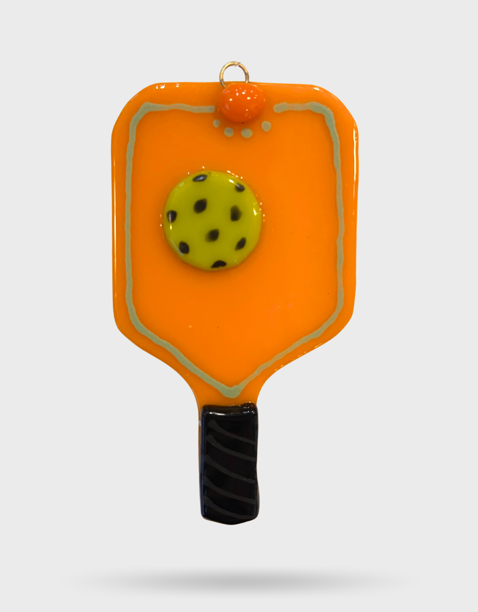 Handmade Glass Pickleball Ornament