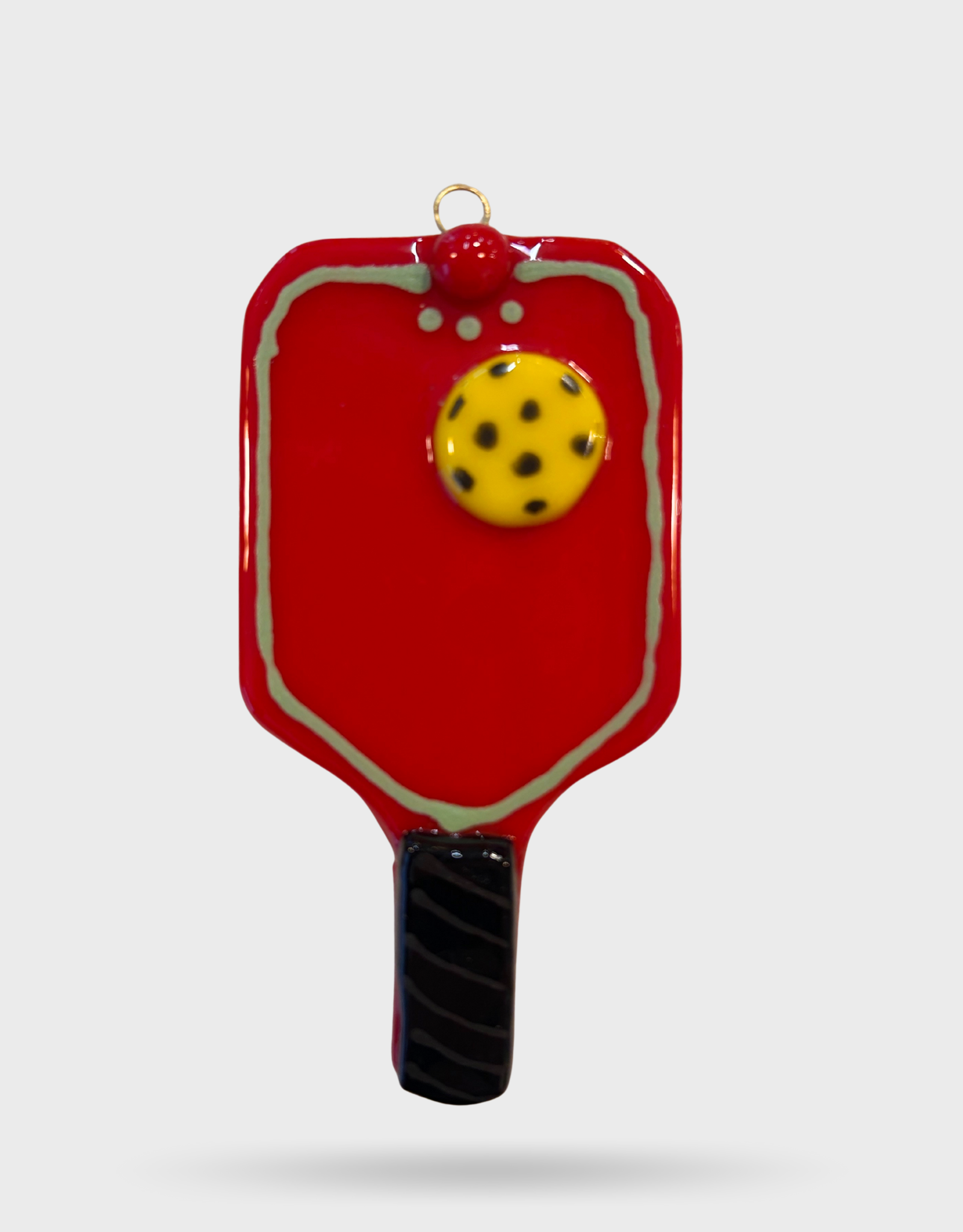 Handmade Glass Pickleball Ornament