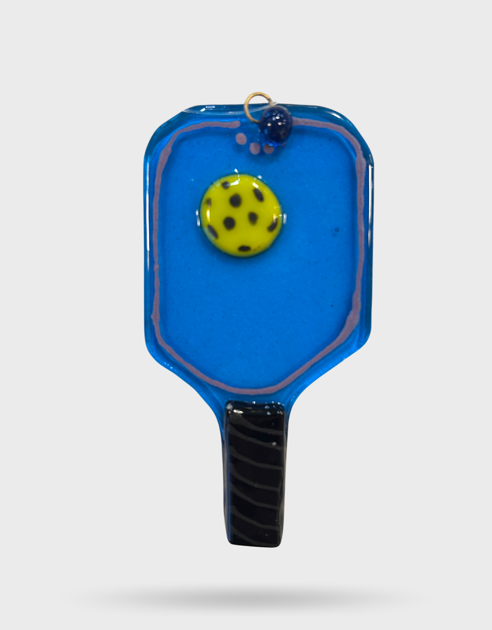 Handmade Glass Pickleball Ornament