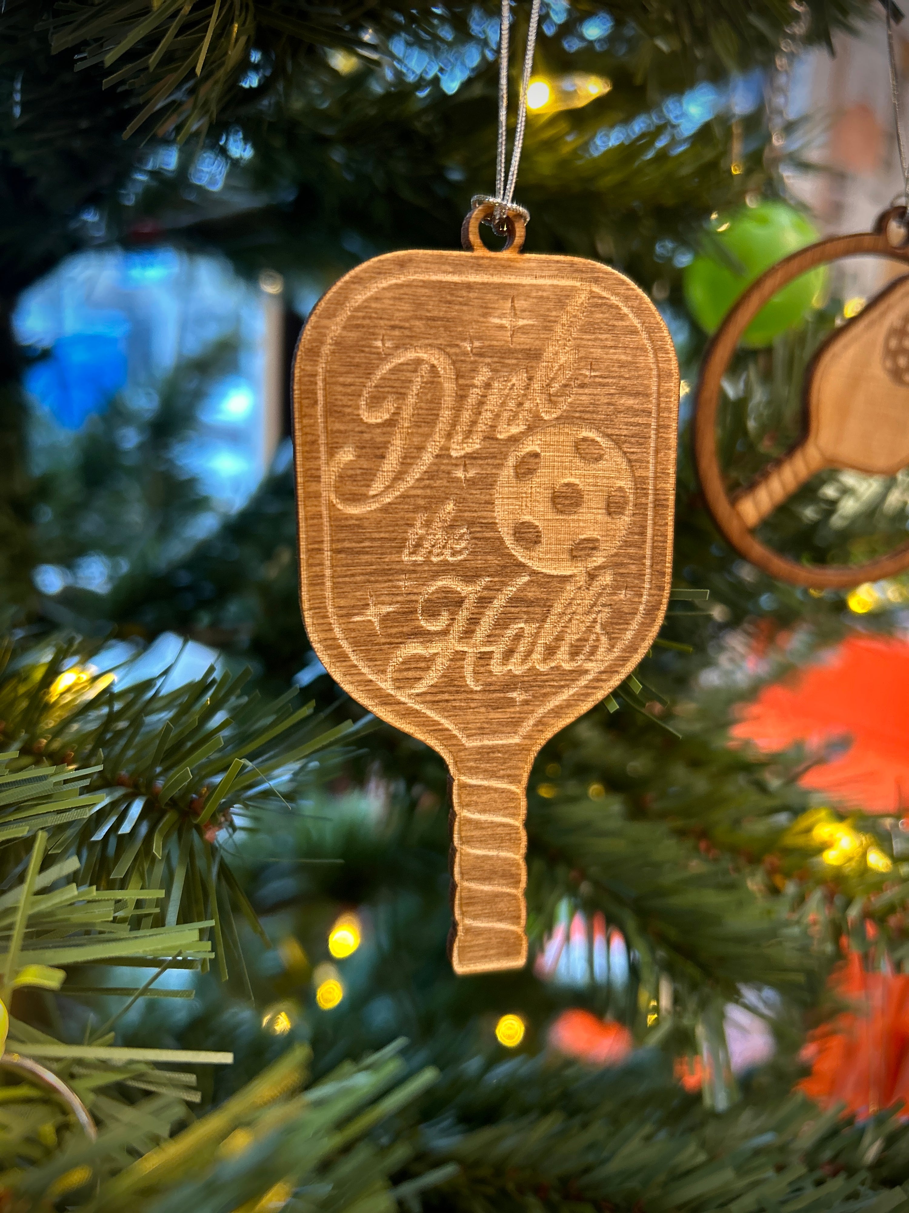 Wooden Pickleball Ornament