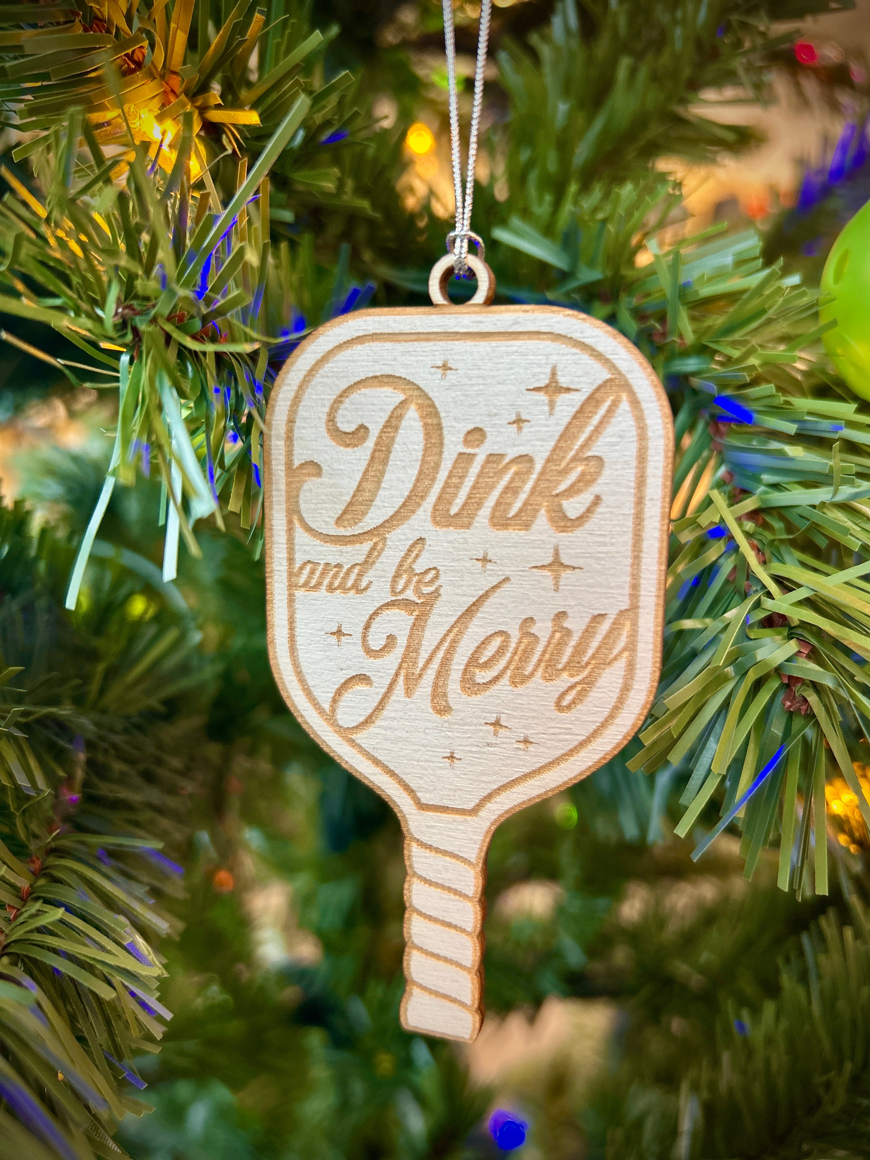 Wooden Pickleball Ornament