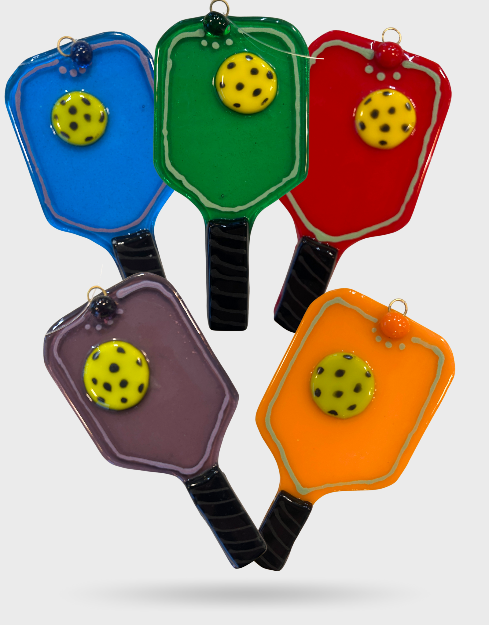 Handmade Glass Pickleball Ornament