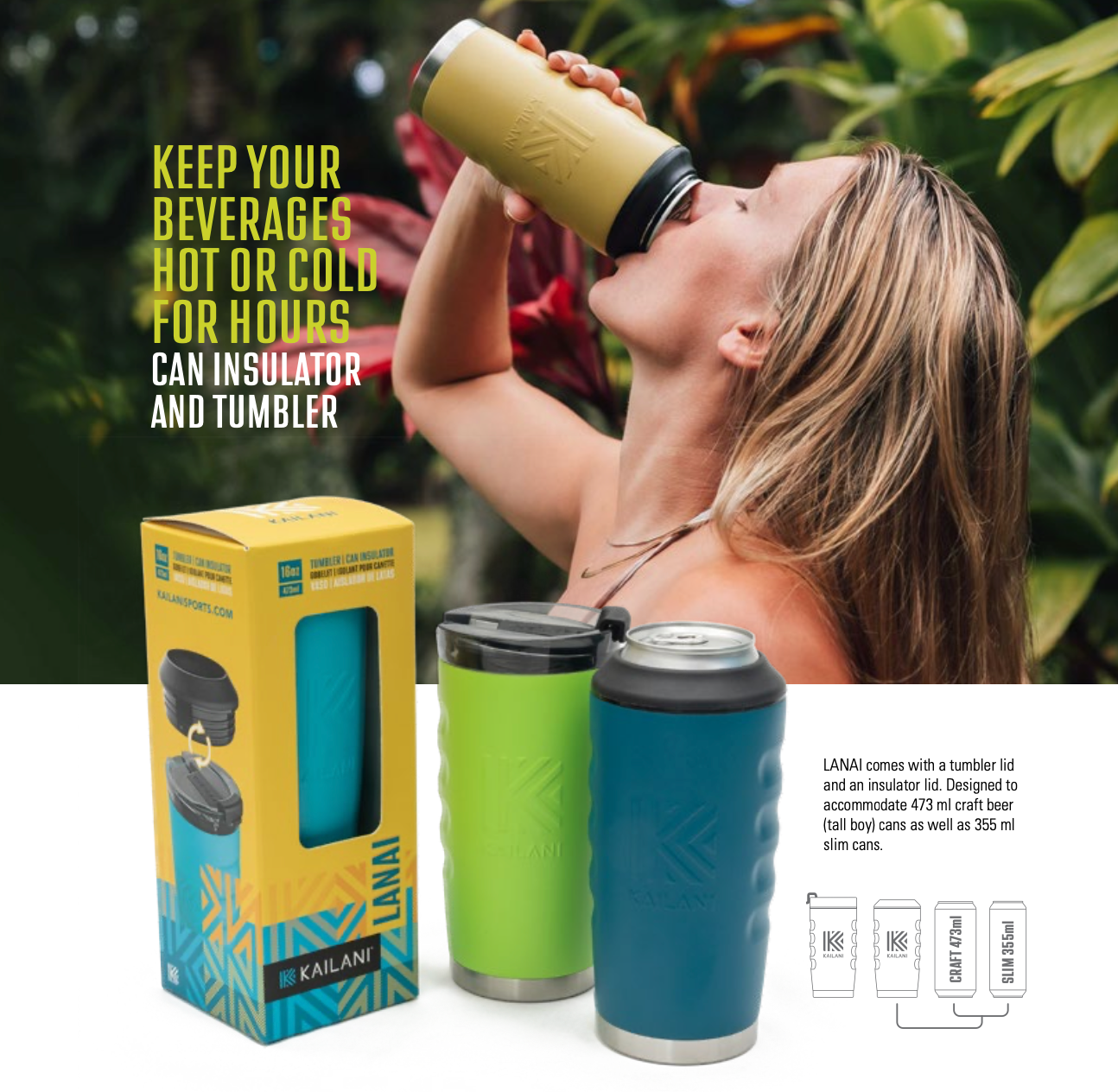 Kailani LANAI 16 fl.oz Tumbler w/ Can Insulater Lid