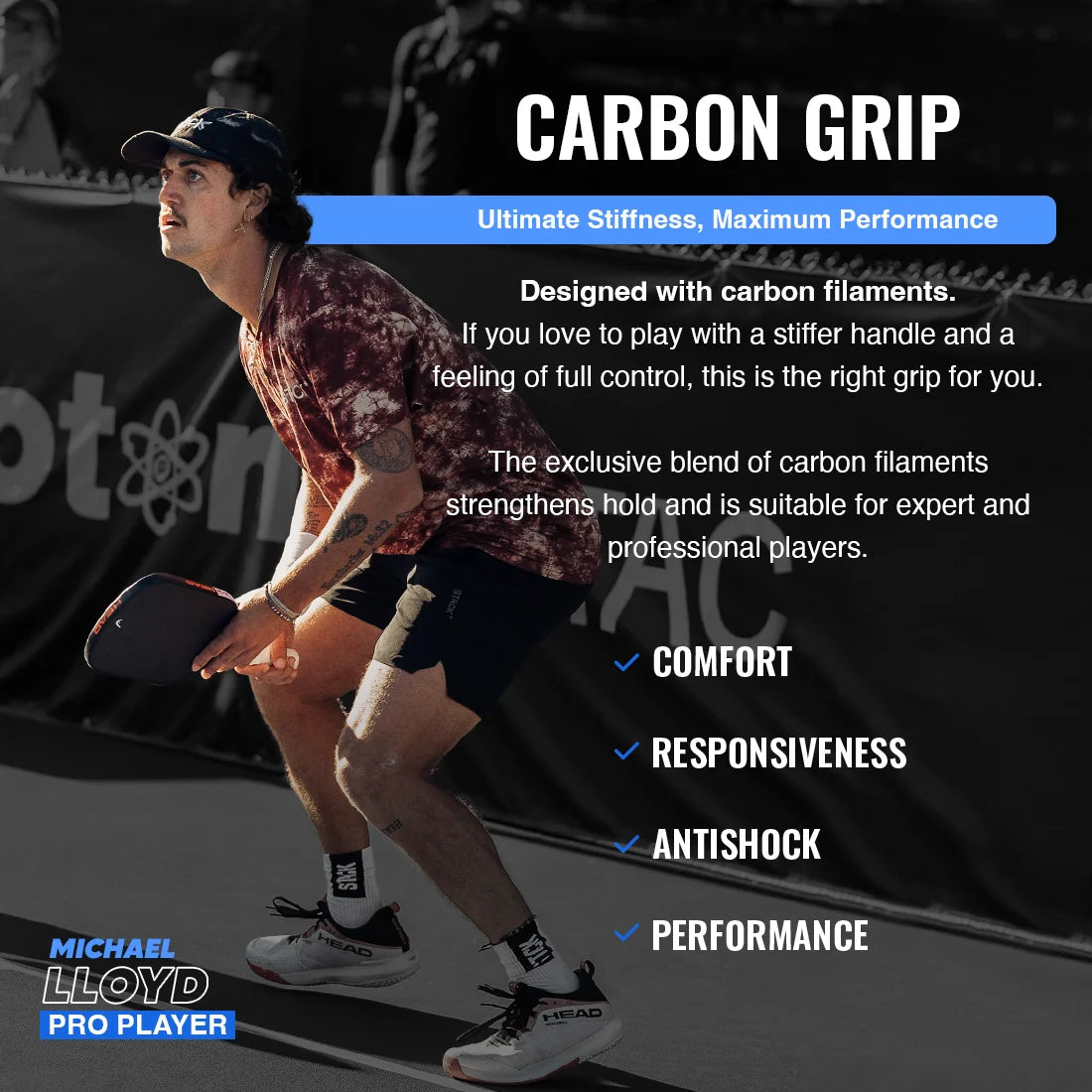 COMING SOON! Hesacore Pickleball Carbon Grip - 5.25" - Stiff Feel